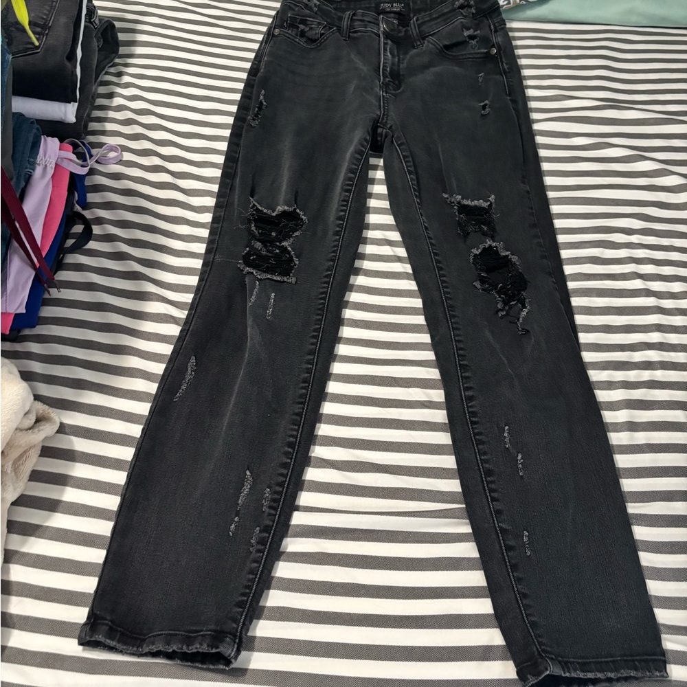 Judy Blue Black Distressed Boyfriend Jeans